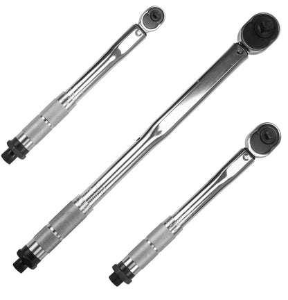 Professional Adjustable Torque Wrench Set 1/4'' Drive Spanner Hand Tool with 3/8 Adapter Ideal for Cars Motorbikes and Bicycles