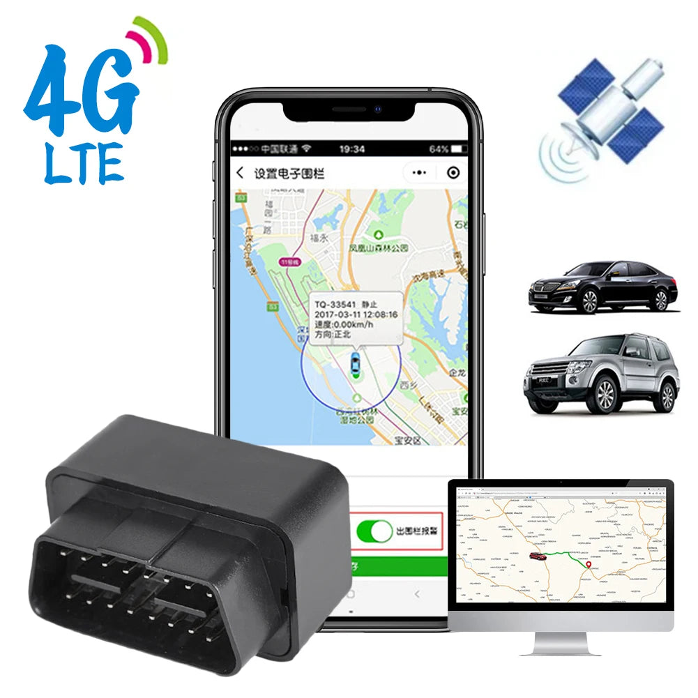 Mini traceur GPS OBD 2G 4G 12V-24V, dispositif de suivi d'alarme antivol de voiture, appel SMS, localisateur de géorepérage, application gratuite pour IOS et Android