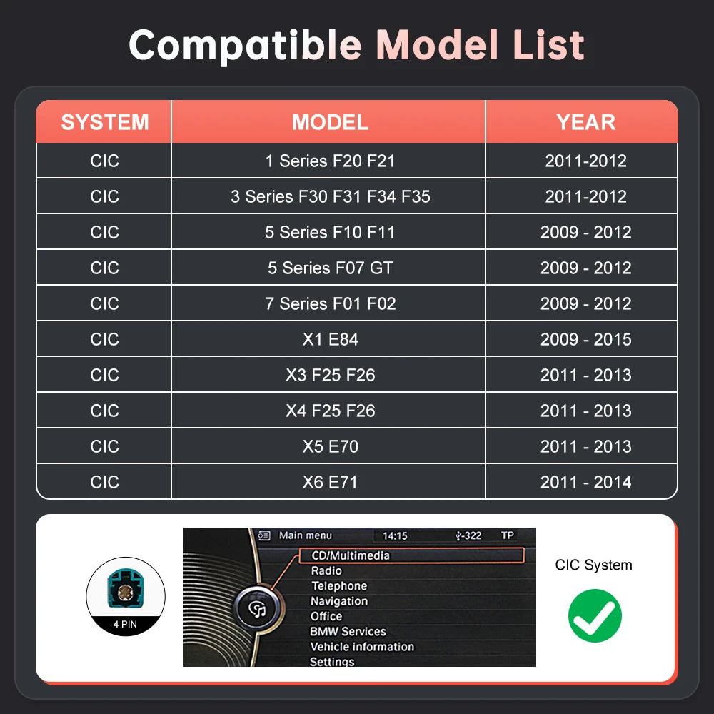 Wireless CarPlay Android Auto pentru BMW CIC System 1 2 3 4 5 7 Series