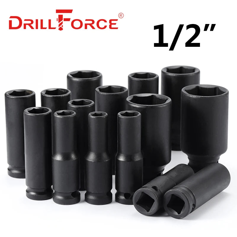 Clé à douille pneumatique à impact Drillforce 17-50 mm, tête Torx 12 points, adaptateur 3/4", clé à pneu pour voiture, camion, outil de réparation