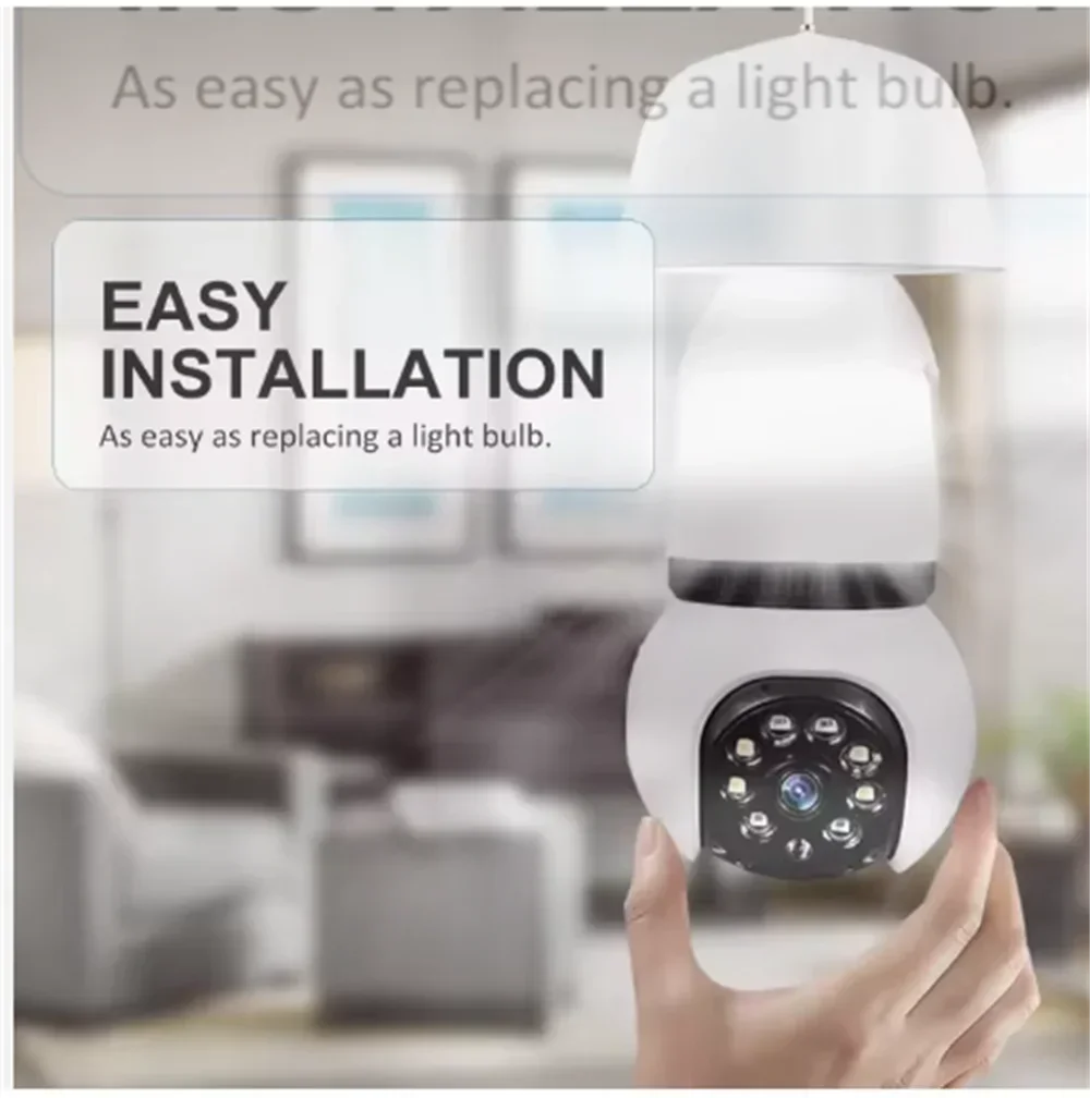 Cameră cu bec LED E27 8MP Cameră de supraveghere WiFi Urmărire automată AI Video pentru interior Zoom 8X Color Viziune nocturnă Cameră fără fir CCTV