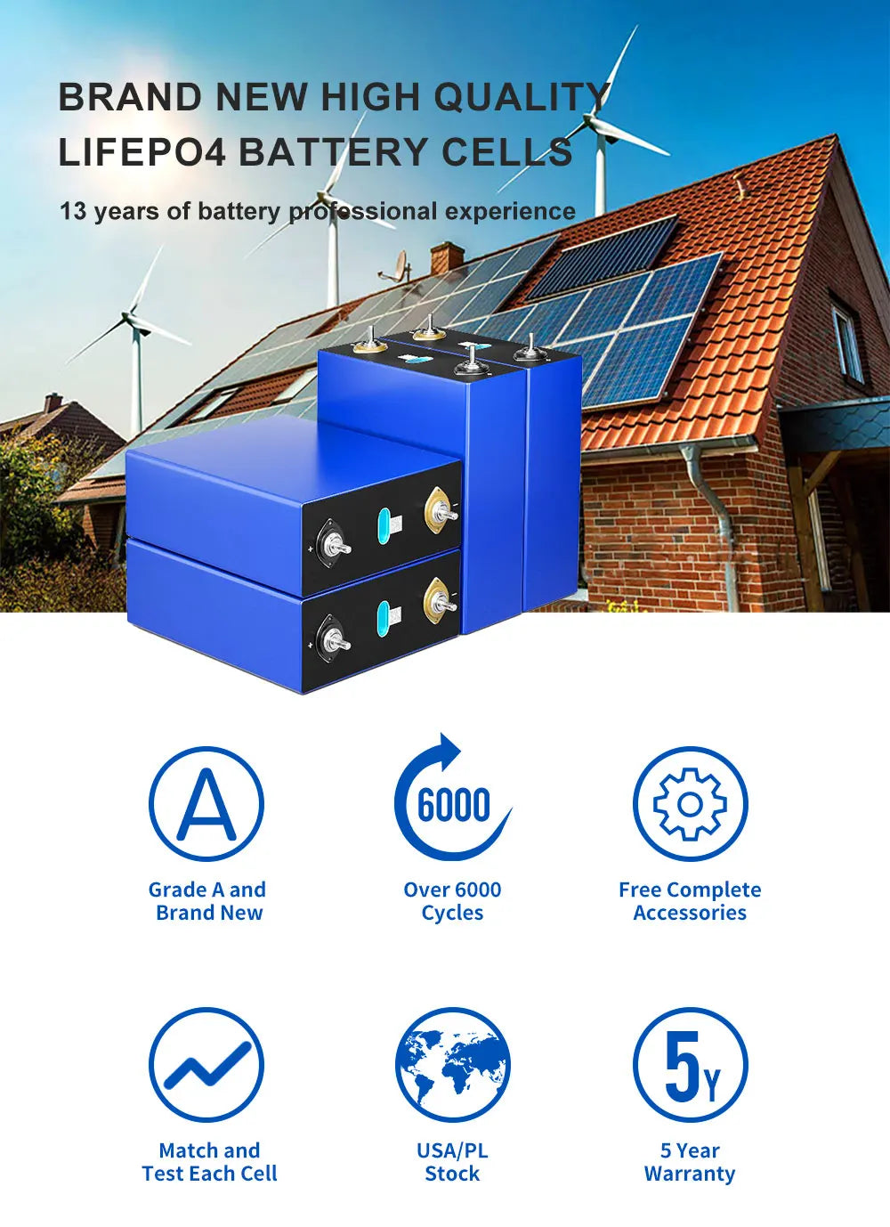 Poland Stock Grade A+ 8000 Cycles  EVE280K 12V 24V 48V 96V Lifepo4 Battery Pack Rechargeable Batteries Tax Free Home Solar