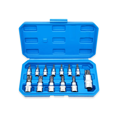 Set de 13 bucăți cu piulițe Torx Star Bit 1/4 3/8 și 1/2" Drive T8 - T70 Home Tool Kits