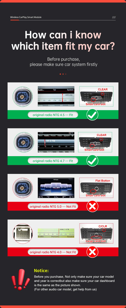 Road Top Wireless CarPlay For Mercedes Benz A B Class W176 W246 CLA GLA 2013-2015, with Android Auto AirPlay Car Play Functions