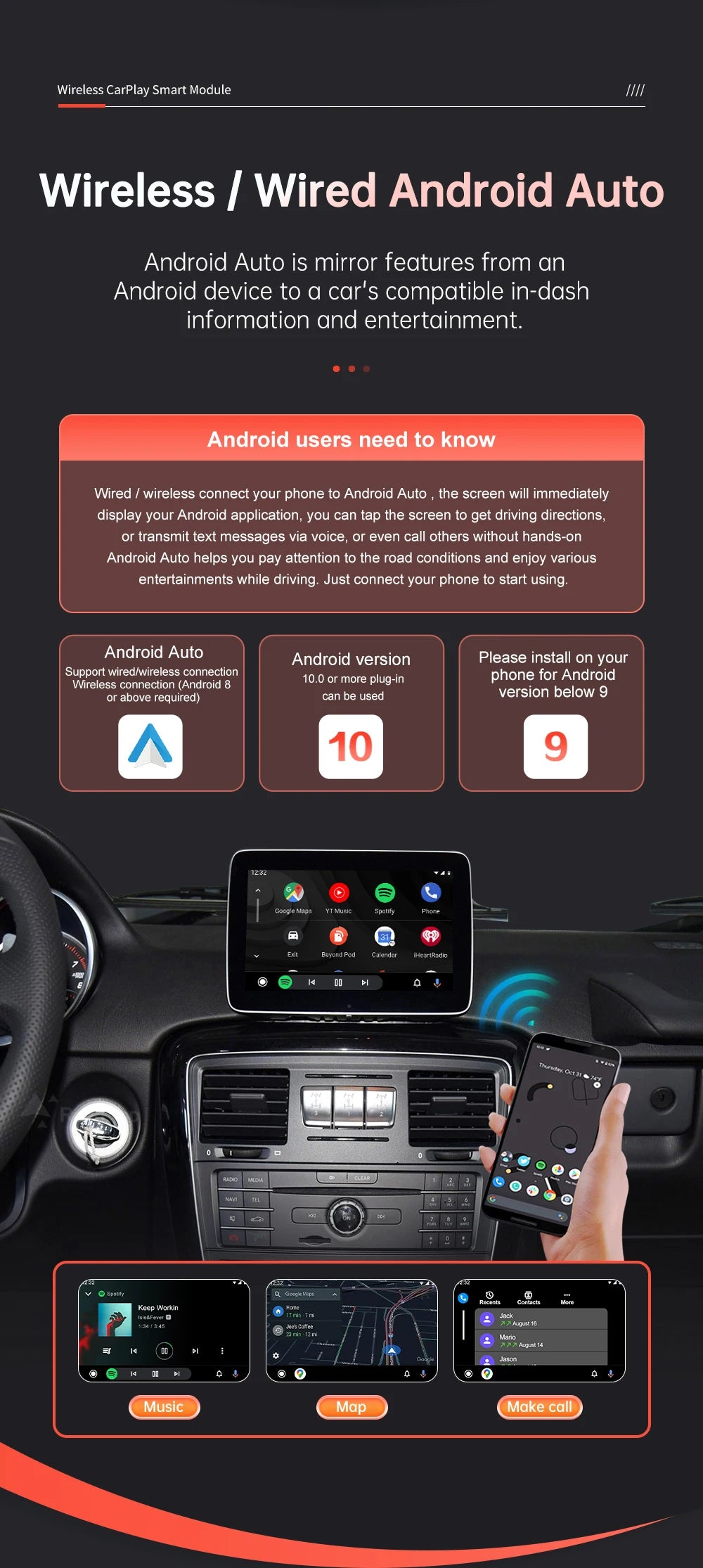 Road Top Wireless CarPlay Android Auto module for Mercedes Benz G-Class W463 2012-2018  G63 G65 AMG G500 NTG4.5 NTG4.7 NTG5.0