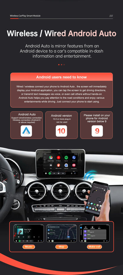 Wireless CarPlay Android Auto Decoder for Mercedes Benz GLC C-Class W205 2015-2018 with MirrorLink AirPlay Car Play Camera