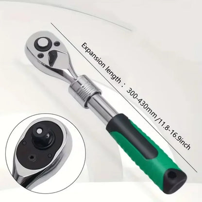 New Retractable Ratchet Set 1/4 3/8 1/2 Inch Drive Rotary Ratchet Reversible Drive 72 Teeth Socket Wrench Mechanical Repair Tool