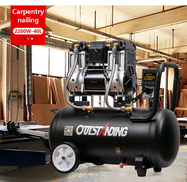 Air Compressor Oil-Free Silent Fast Air Supply 220V50L/60L For Household Maintenance Woodworking Painting