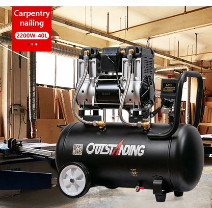 Air Compressor Oil-Free Silent Fast Air Supply 220V50L/60L For Household Maintenance Woodworking Painting