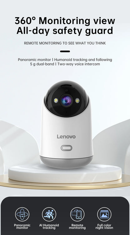 Caméra WiFi Lenovo 5MP Caméra de surveillance IP sans fil d'intérieur pour maison intelligente Suivi automatique Sécurité CCTV Surveillance Baby Monitor