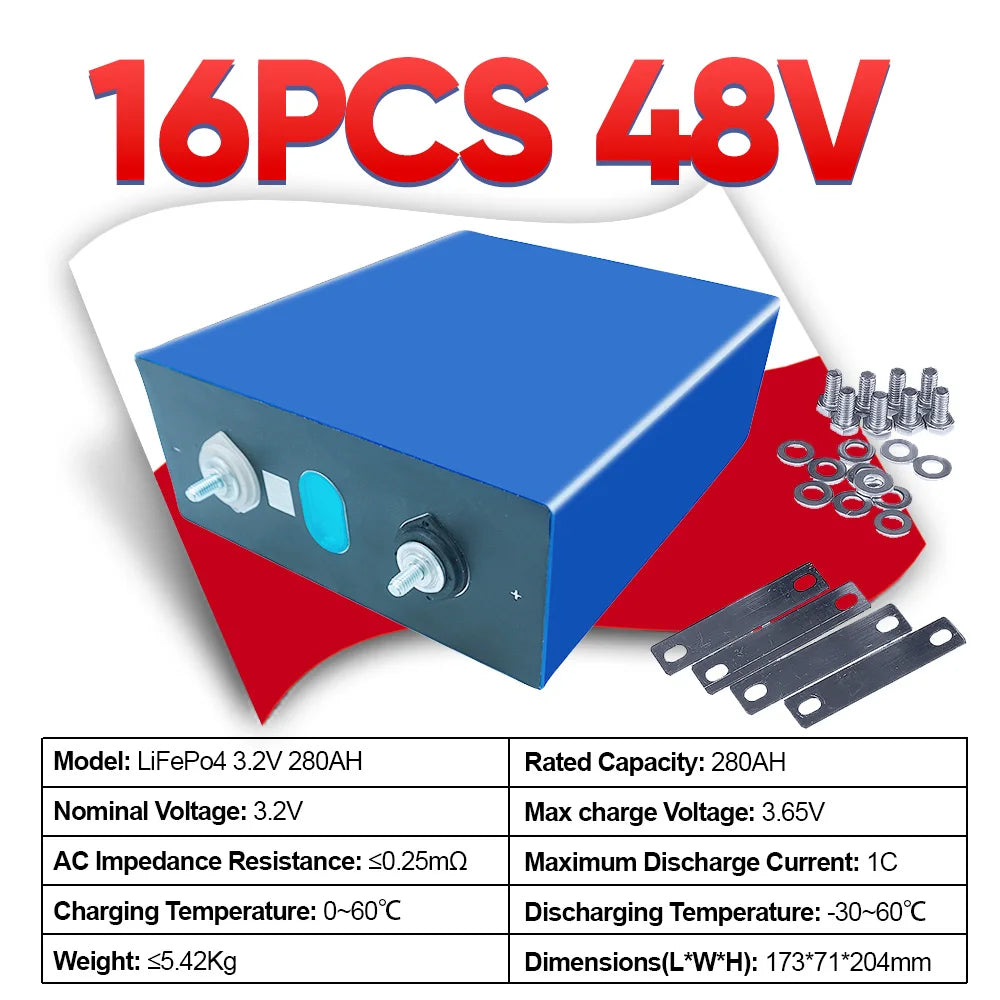 Lifepo4 Battery  EVE280AH Grade A 6000 Cycles Solar Battery Rechargeable Battery 12V 24V 48V Batteries Poland Stock Power Bank