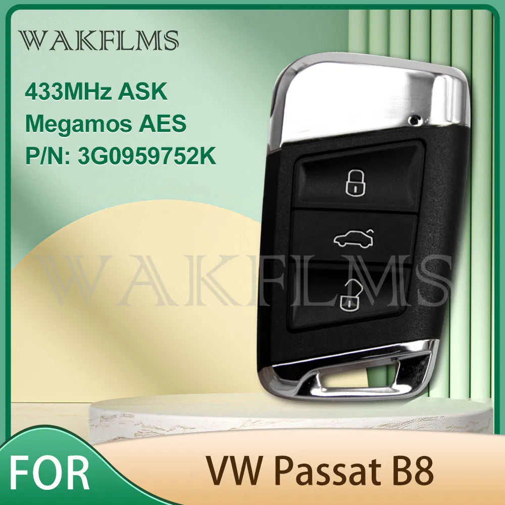 MQB Intelligent Keyless Smart Remote Key 434Mhz ID88 For VW Volkswagen Passat B8 2018 2019 2020 3G0 959 752K 3G0 959 752