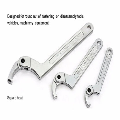 Adjustable Wrench Hook 19-51/32-76/51-120mm Hand Tools Spanner Square/Round Head CR-V Spanner Key for Round Bolt Hand Tools