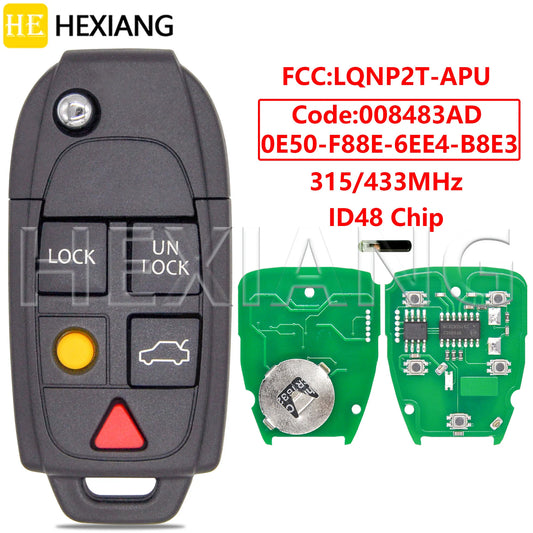 HE LQNP2T-APU ID48Chip 315/433MHz Flip Car Remote Control Key 8688799 For Volvo C30 S40 V50 S60 S70 V70 XC70 S80 XC90 2004-2015