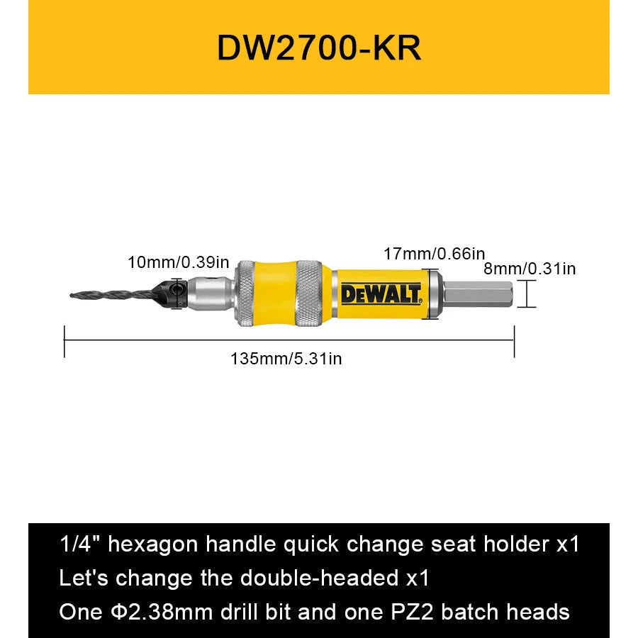 DEWALT 2 în 1 Burghiu Flip Drive Unitate completă 6mm 8mm 10mm #6 #8 #10 Burghie pentru lemn pentru frecare Seria DW270