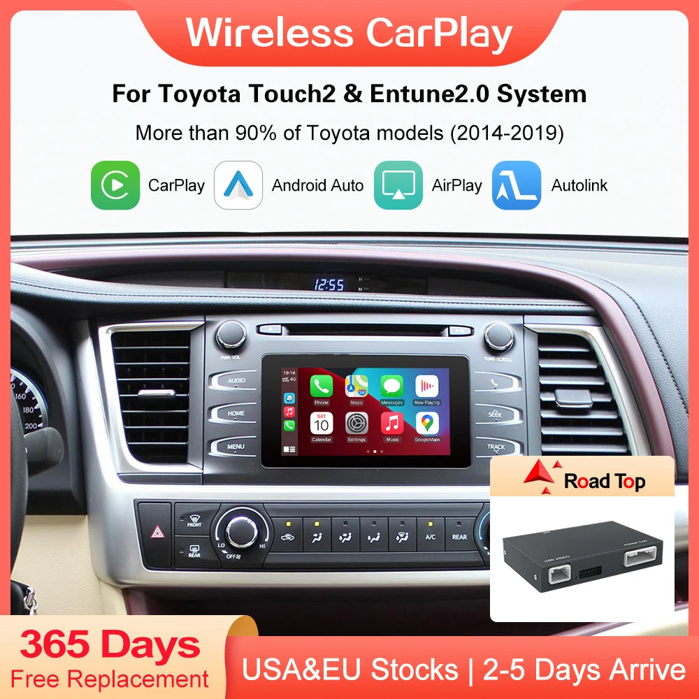 Wireless Carplay Android Auto For TOYOTA Touch2 Entune2.0 Highlander Auris Sienna Prius Yaris Camry Corolla Avensis RAV4