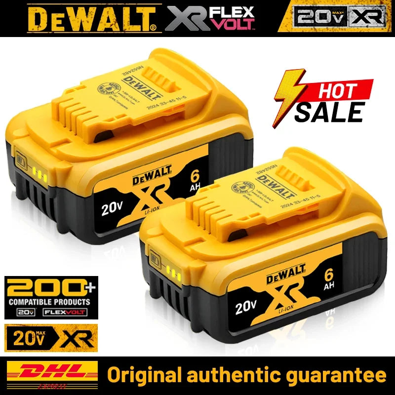 High Rate 100% Genuine Dewalt 20V Battery, 2AH 5AH 6AH 9AH Rechargeable Lithium Ion Battery, Dewalt DCB200 Power Tool Battery