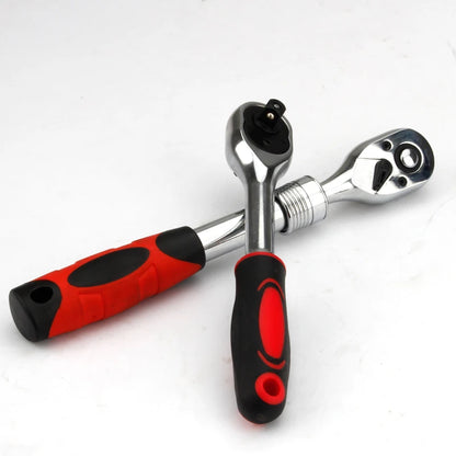 High Torque 72 Teeth Swivel Ratchet Wrench - 1/4", 3/8", 1/2" Drive Steel Socket Wrench with Quick Release