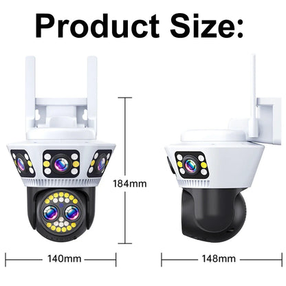 New 8K WiFi Camera Outdoor 10X Zoom Three Screen PTZ Video Surveillance Yoosee Street Dome 16MP Security-Protection CCTV Cameras