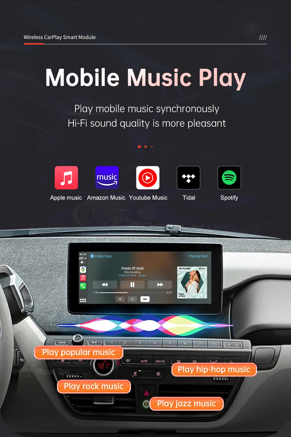 Wireless CarPlay pentru sistemul BMW i3 I01 NBT EVO 2013-2020 cu Android Auto Mirror Link AirPlay Car Play Cameră spate BT GPS