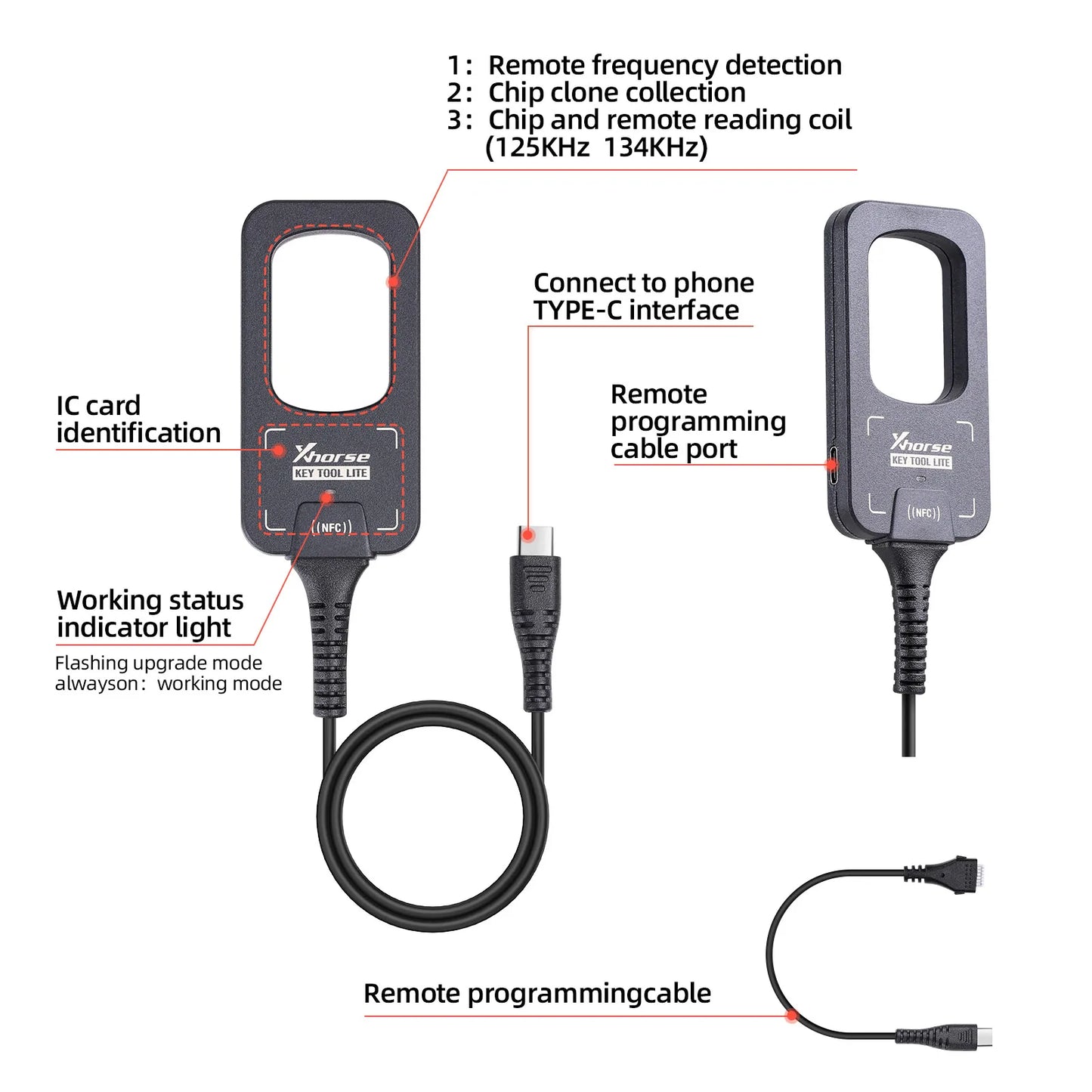 Xhorse VVDI Bee Key Tool Lite Key Generator Remote Programmer with 6PCS XKB501EN Remote Keys On Android Phone English Version