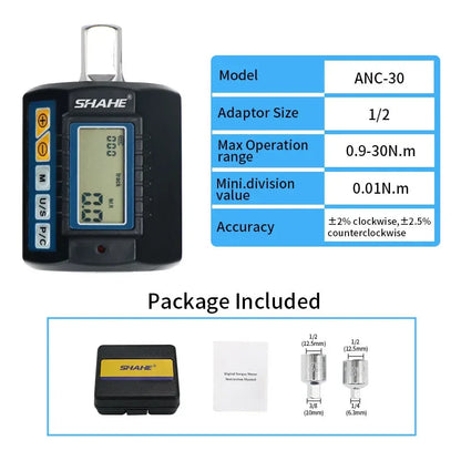 Shahe Torque Wrench Digital 1/4'' 3/8'' 1/2 '' Torque Spanner Bike Set Digital Torque Adapter Car Bike Repair Hand Tools