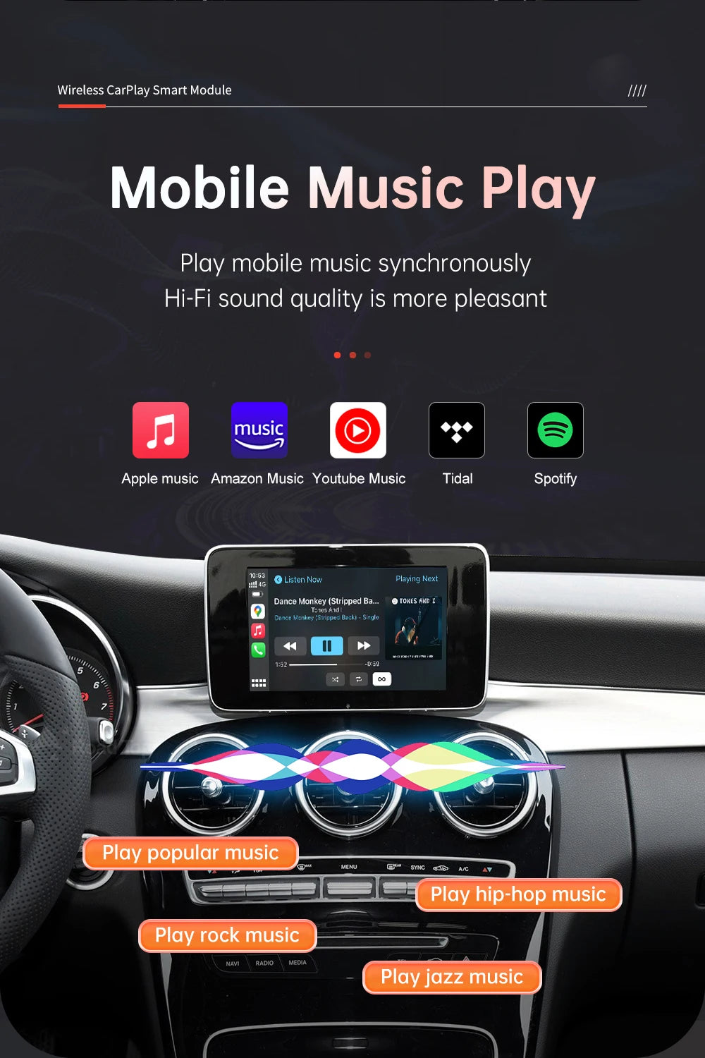 Wireless CarPlay Android Auto Decoder for Mercedes Benz GLC C-Class W205 2015-2018 with MirrorLink AirPlay Car Play Camera