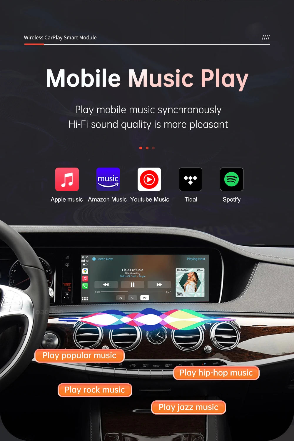 Wireless CarPlay for Mercedes Benz S-Class W222 W217 2014-2018 with Android Auto Mirror Link AirPlay Car Play Functions