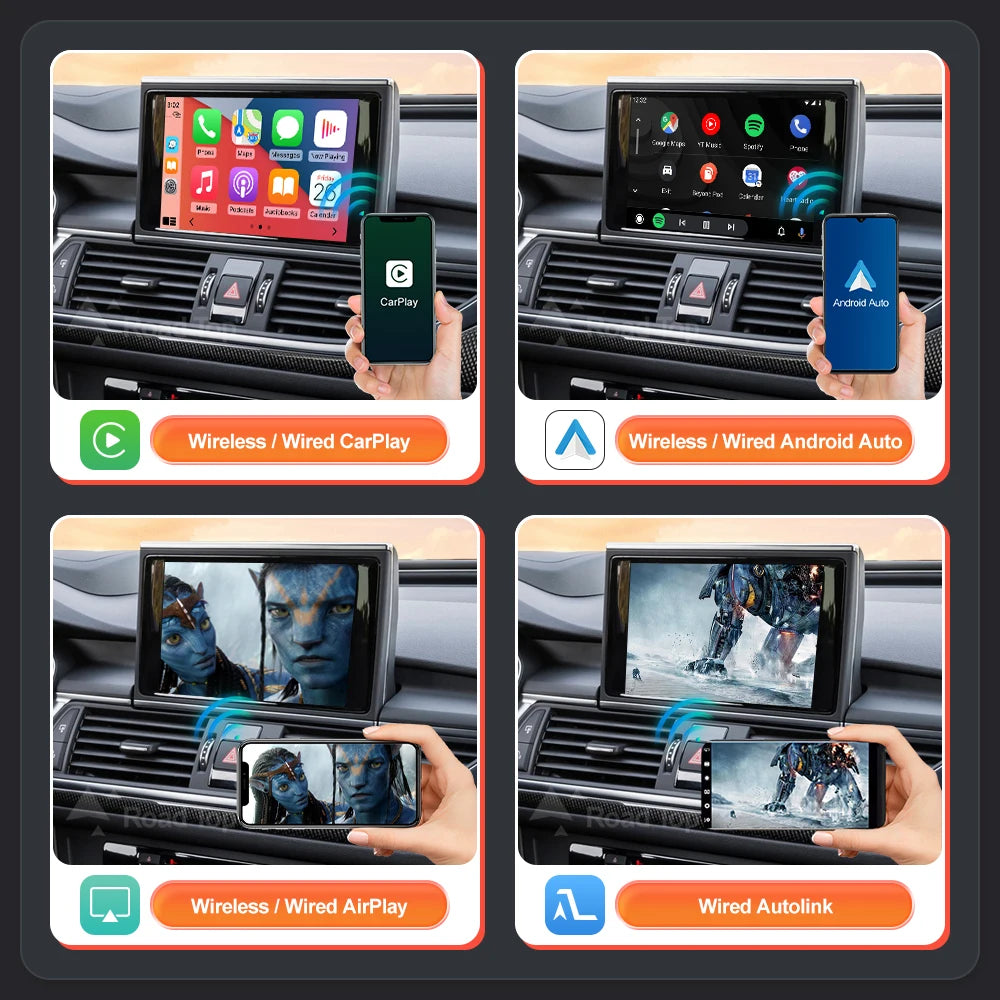 Road Top Wireless CarPlay for Audi A6 A7 2012-2018,with Android Auto Mirror Link AirPlay Bluetooth Rear Camera GPS Navigation