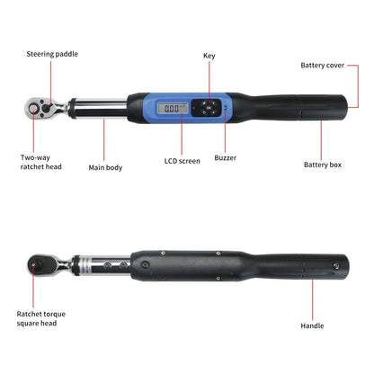 Shahe Tools Torque Wrench 1/4" 3/8" Adjustable Wrench Bidirectional Ratchet Head Torque Wrench Digital Hand Tools AWJ