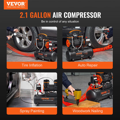 VEVOR Silent Air Compressor 9L 18L 24L 35L Quiet Oil-free Portable Air Pump for Home Repair Tire Inflation Whisper Compressor