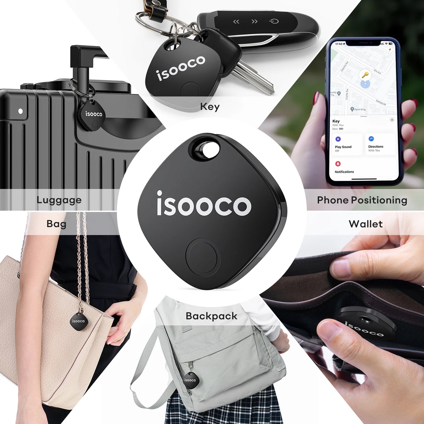 1/2/3/4pcs isooco Mini localizator GPS Portofel anti-pierdere Breloc Smart Tag Bluetooth Tracker Căutare chei de mașină Utilizați Găsește-mi (doar IOS)