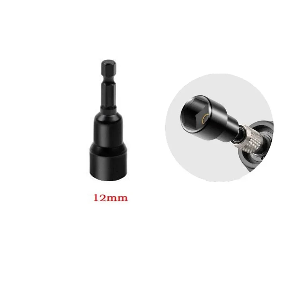 6-19mm Priză de impact Șurubelniță cu piuliță magnetică Adaptor priză adâncă 1/4 inch Capete cheie hexagonală Instrument de reparare a burghiului electric