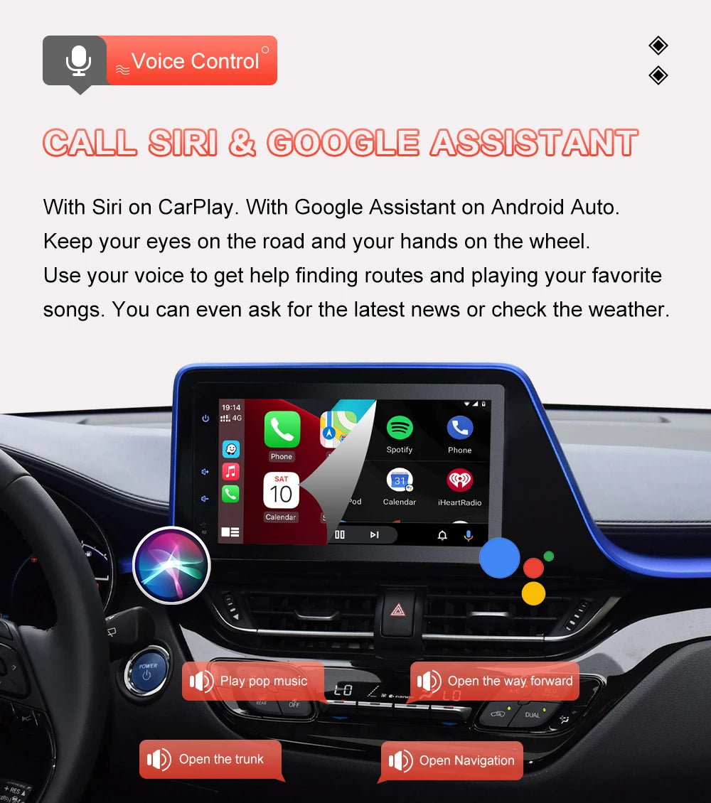 Carplay sans fil Android Auto pour Toyota 2014-2019 Tundra/Highlander/Tacoma/4Runner/Prius/Land Cruiser/Avalon/CH-R/Sienna