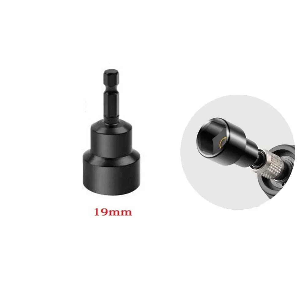 6-19mm Priză de impact Șurubelniță cu piuliță magnetică Adaptor priză adâncă 1/4 inch Capete cheie hexagonală Instrument de reparare a burghiului electric