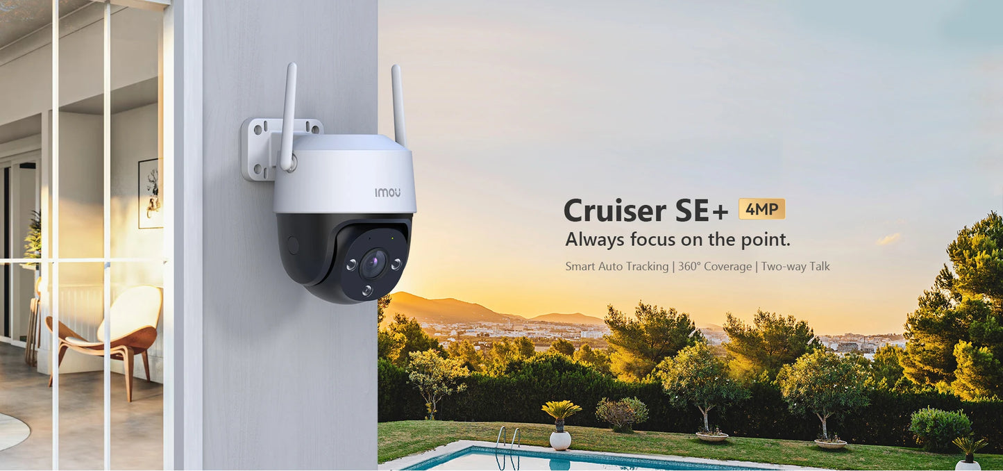 IMOU Lot de 2 caméras d'extérieur IP66 Cruiser SE+ 4 MP Wi-Fi Vision nocturne couleur intelligente Couverture 360 ​​° Suivi automatique intelligent