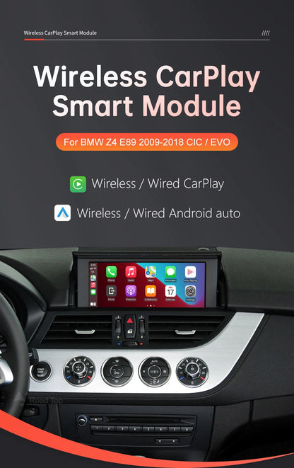 RoadTop Wireless CarPlay Android Auto pentru BMW Z4 E89 2009-2018 CIC EVO System, cu funcții Airplay Mirror Link Car Play