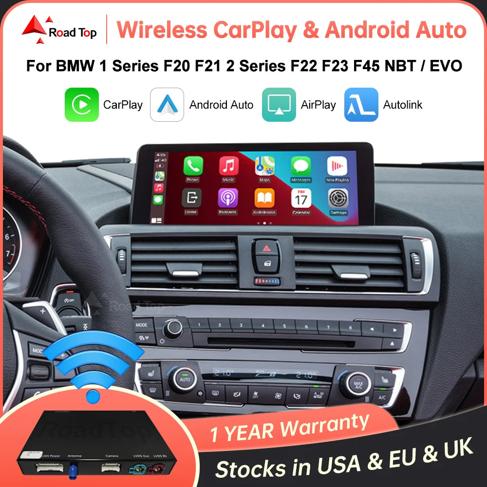 Decodor wireless CarPlay pentru BMW Seria 1 2 F20 F21 F22 F23 F45 2011-2020 NBT, cu MirrorLink Car Play Camera spate USB BT