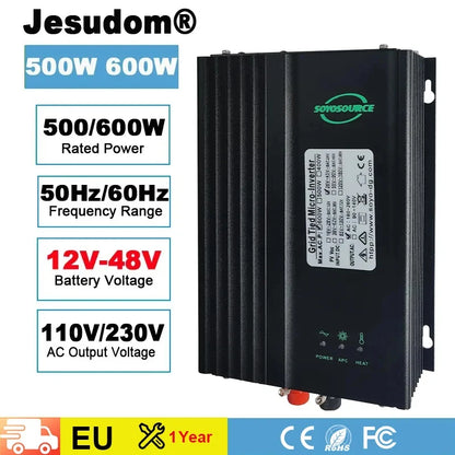 Grid Tie Micro 12V 24V 48V la AC 110V sau 220V 500W 600W MPPT Invertor conectat la rețea solară Putere de descărcare a bateriei reglabilă