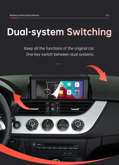 RoadTop Wireless CarPlay Android Auto pentru BMW Z4 E89 2009-2018 CIC EVO System, cu funcții Airplay Mirror Link Car Play