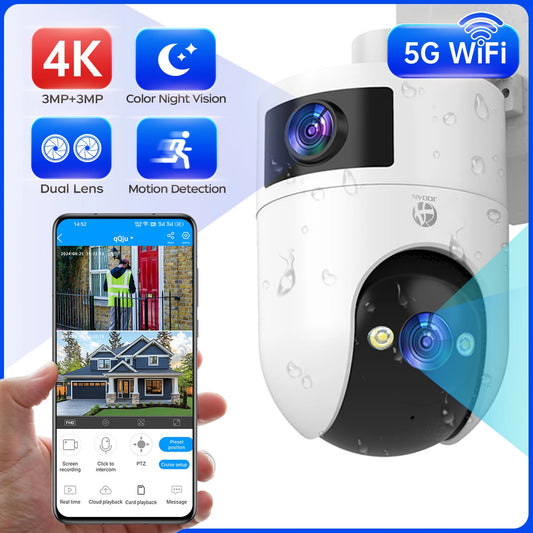 Cameră IP PTZ 4K, în aer liber, rezistentă la apă, lentilă duală, 5G WiFi, cameră de securitate, urmărire automată, cameră de supraveghere video, monitor pentru bebeluși