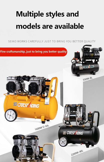 Air Compressor Oil-Free Silent Fast Air Supply 220V50L/60L For Household Maintenance Woodworking Painting