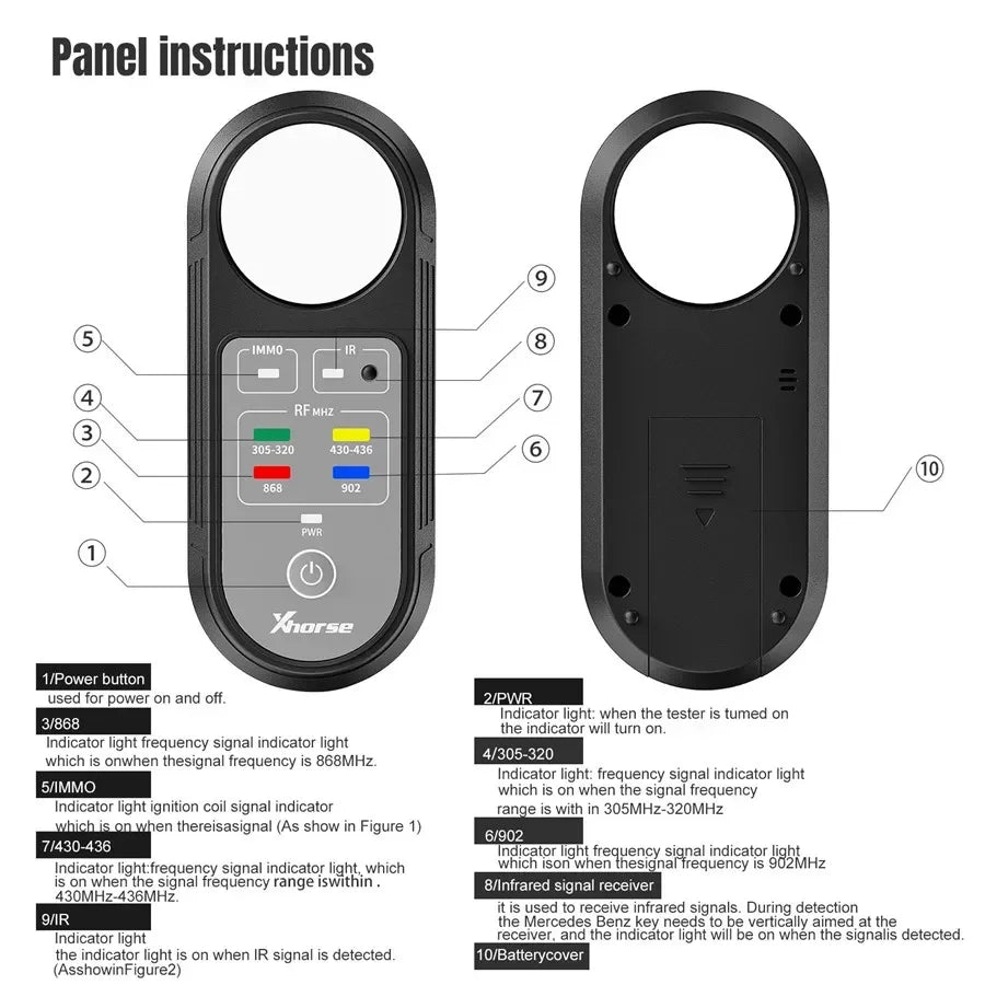 Xhorse XDRT20 V2 Remote Tester Remote Frequency Test Infrared Signal Detection VVDI Tools  315MHz 868MHz 433Mhz For All Car Key