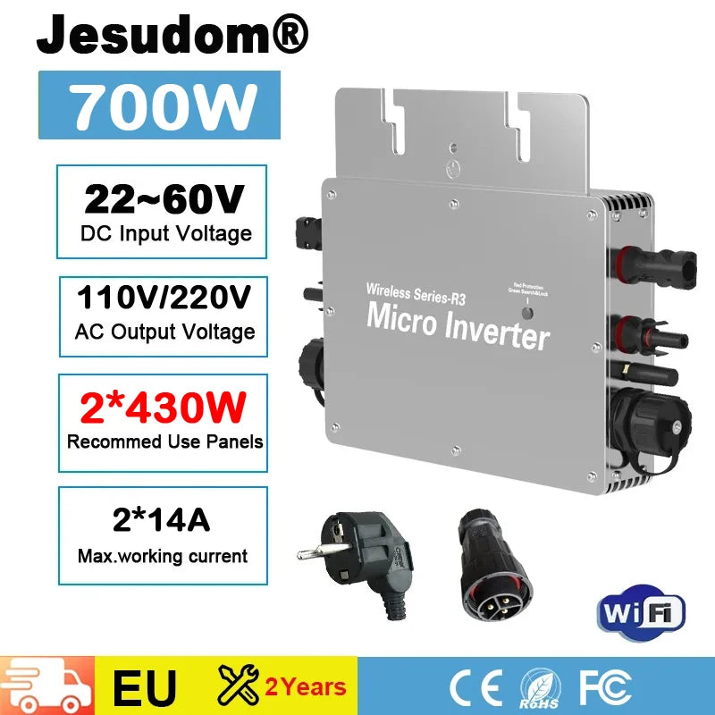 Tensiune de intrare PV 22~60V AC Ieșire 110V/230V Auto.WVC600W/700W/800W Micro invertor solar de legătură cu rețea cu monitor WIFI mufă UE