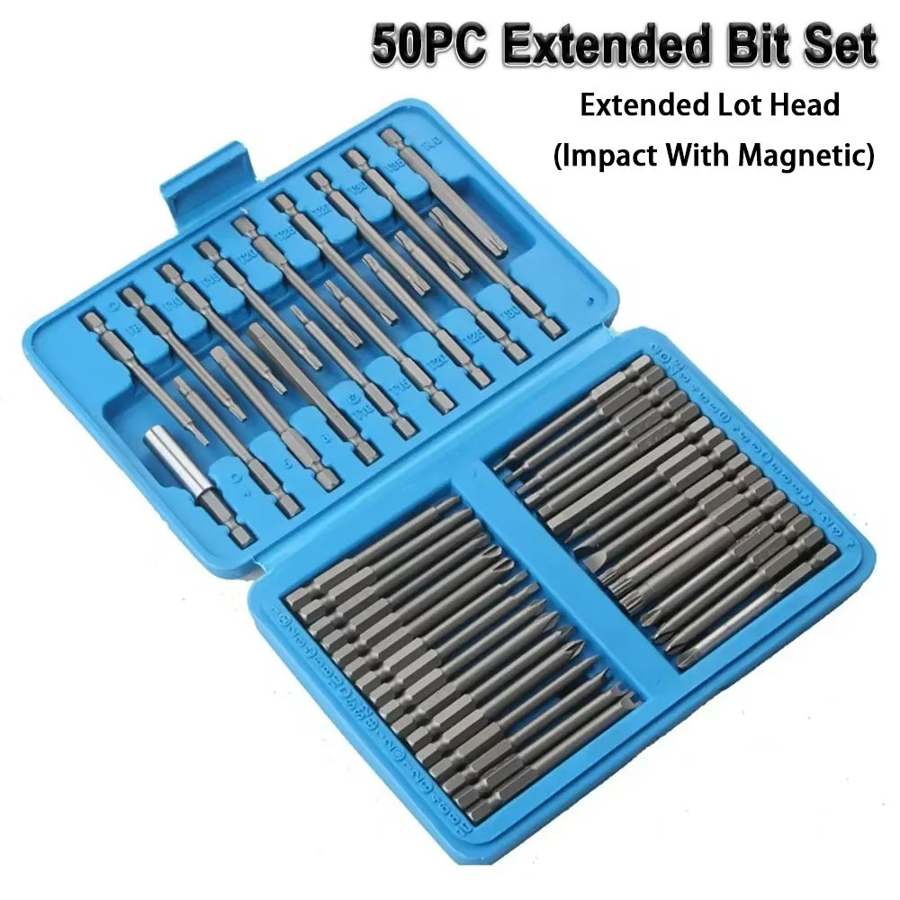 Ensemble d'embouts de tournevis magnétiques extra longs de 75 mm, 50/36 pièces, tête de sécurité 1/4, kit d'embouts de tournevis, ensemble d'embouts Torx Star Hex Spline