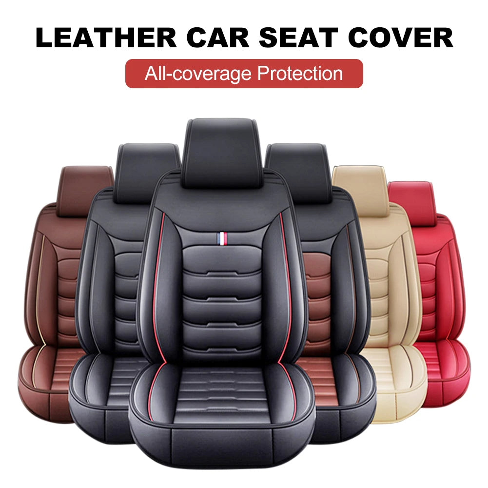 Univers Car Full Seat Cover PU Leather Car Seat Protector Design Airbag Front&Rear Split Bench Compatible Cover Fit Most Car SUV