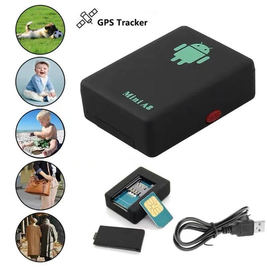 Mini A8 Localisateur GPS en temps réel pour voiture, enfants, animaux domestiques, GSM/GPRS/LBS, adaptateur d'alimentation avec bouton SOS, câble USB