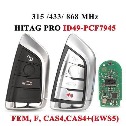 jingyuqin Smart 3/4 Button 315 /433 /868MHZ ID49 pcf7945 Remote Key Keyless Entry fob for BMW F FEM CAS4 5 7 Series X5 X6 2014+