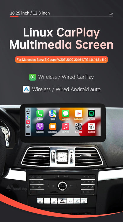 Écran d'affichage multimédia pour Benz E Coupé W207 2009-2016 NTG4.0/4.5/5.0 Carplay sans fil Android Auto Radio Navigation Airplay