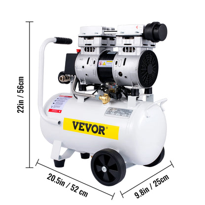 VEVOR 14/18/30/35 L Silent Whisper Compressor 850/1000/1500 W Quiet Oil-Free Compressor 1.1/1.5/2 HP For Workshop Tires Bicycle